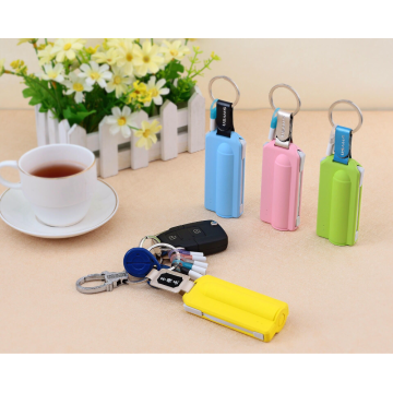keychain 2200mAh power bank built in cable and type C connector